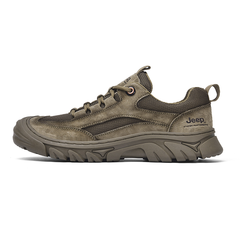 Jeep Textile, Pigskin Low top Outdoor Shoes Men's Khaki
