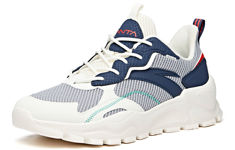 Anta Cushioning Slip Resistant Breathable Low top Training Shoes Men’s White Blue Mist Gray