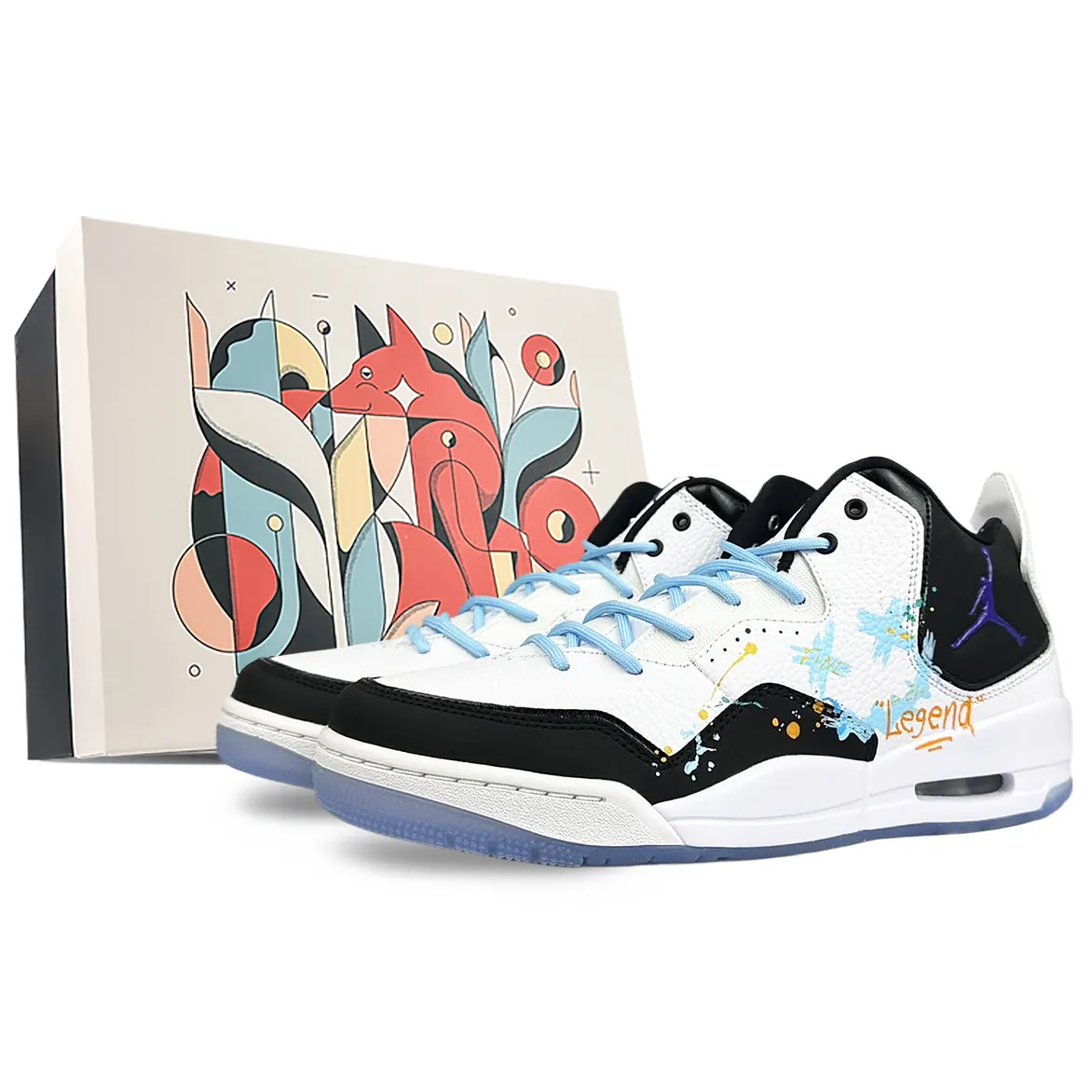 Jordan Courtside 23 Slip Resistant Slip Resistant Mid top Vintage Basketball Shoes Unisex Black White