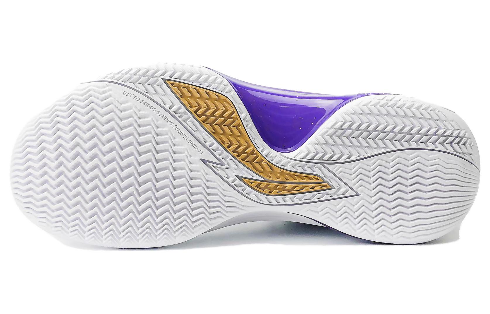 Li Ning Basketball Shoes Men’s Low Top White/Purple/Gold