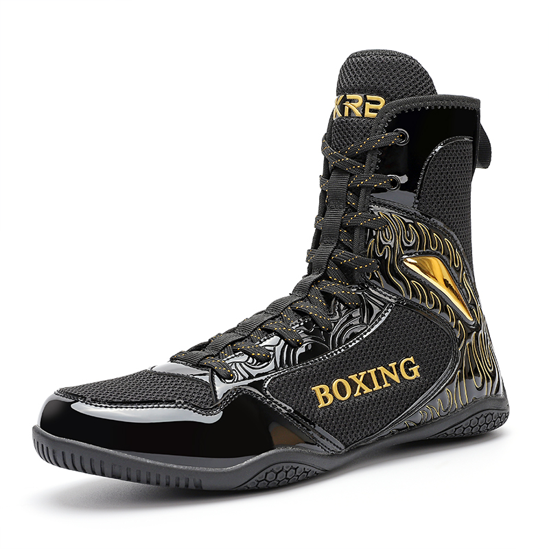 SAIKELONG Professional Boxing Shoes Microfiber Leather Breathable, Slip Resistant, And Abrasion Resistant High top
