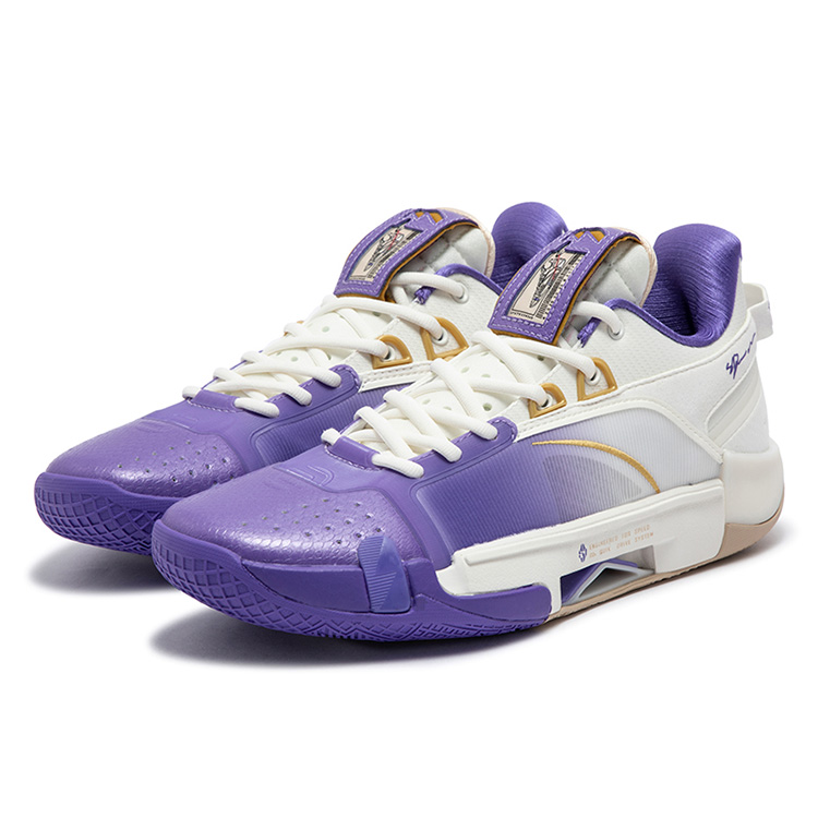 361° Cushioning Slip Resistant Abrasion Resistant Low top Basketball Shoes Men’s Ultraviolet White