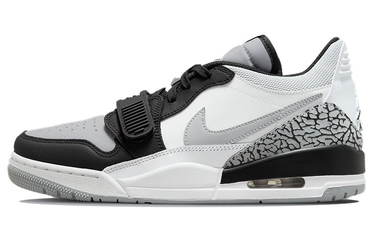 Jordan Legacy 312 low \"light smoke gray\" leather, comfortable, non-slip, wear-resistant, lightweight, low-top, retro basketball shoes, men's, gray white, black smoke gray