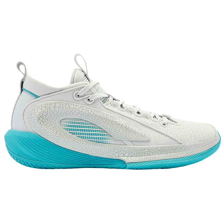 QIAODAN Slip Resistant Abrasion Resistant Mid top Basketball Shoes Men’s White Blue