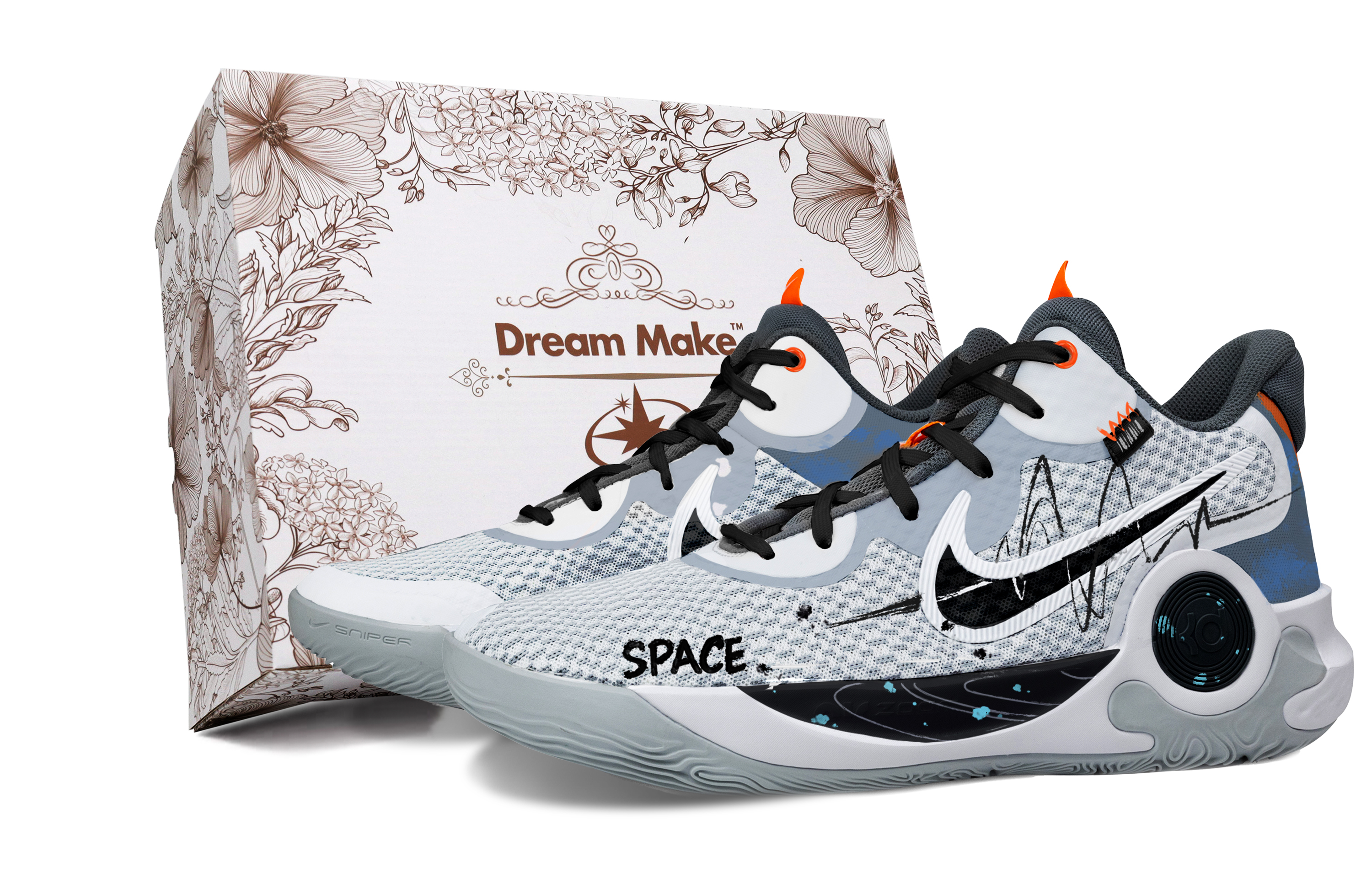 Nike KD Trey 5 IX Xingji Navigation White Box Fabric Cushioning Breathable Mid top Basketball Shoes Unisex Light Gray