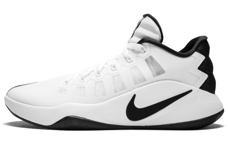 Nike Hyperdunk 2016 Low round toe lace-up, shock-absorbing, non-slip, lightweight and rebound, low-top basketball shoes, men's style, white and black, 2016 version