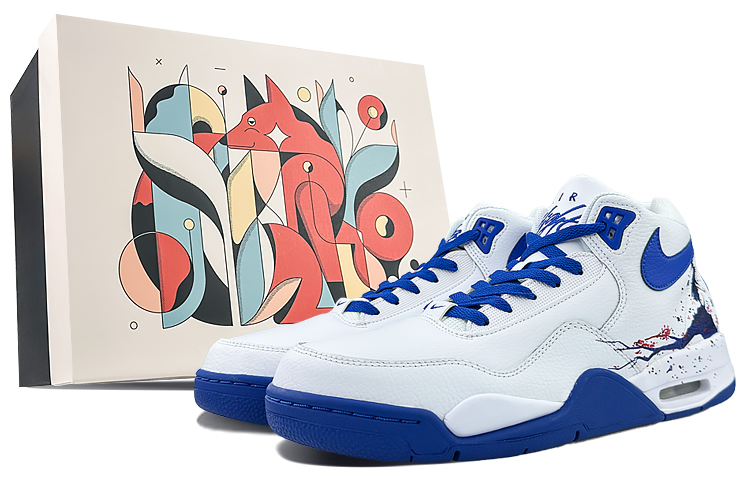 Nike Flight Legacy Mid top Vintage Basketball Shoes Men’s White Blue