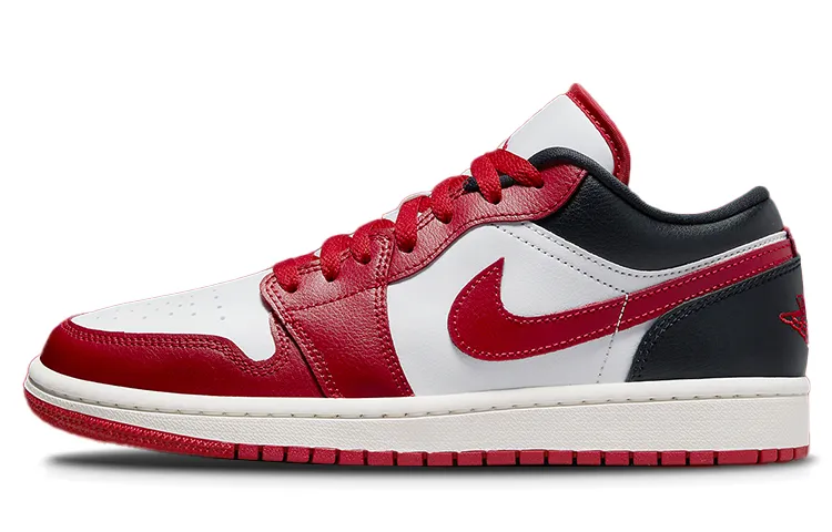 Jordan Air Jordan 1 Cushioning Breathable Low top Vintage Basketball Shoes Women's White Red Black