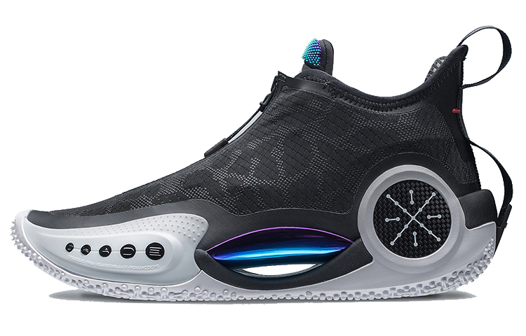 LiNing Wade's Way 9 Newborn Shock Absorbing Anti-Slip Wear-Resistant Mid-top Basketball Shoes Men's and Women's Same Style Black and White