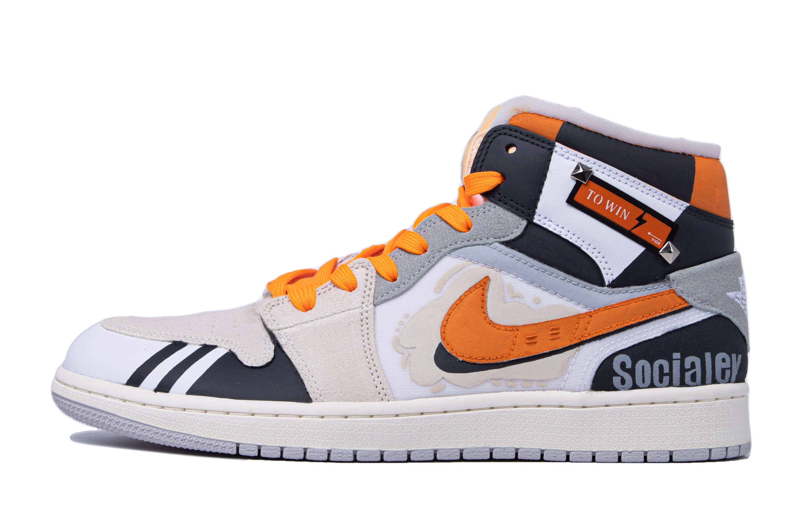 Jordan Air Jordan 1 Mid top Vintage Basketball Shoes GS Gray Orange
