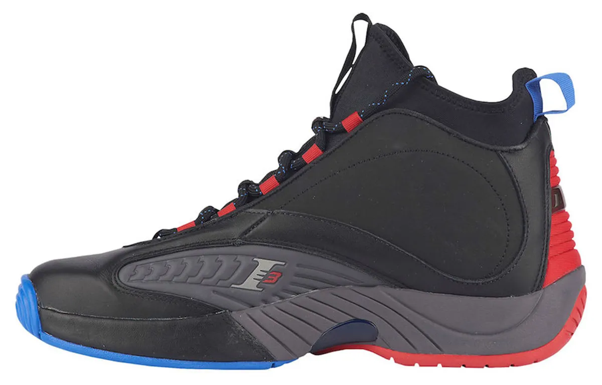 Reebok Answer 4.5 Iverson Cushioning Mid top Vintage Basketball Shoes Men's Black Blue Red