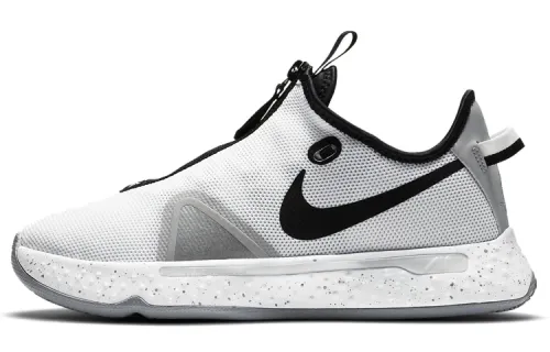 Nike PG 4 Team Round head Fabric Shock-absorbing and anti-slip wrapping Low top Basketball shoes Men and women Grey and black Foreign version