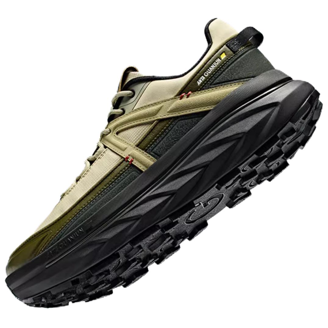 Anta Cushioning Slip Resistant Abrasion Resistant Low top Hiking Shoes Men’s Green Black