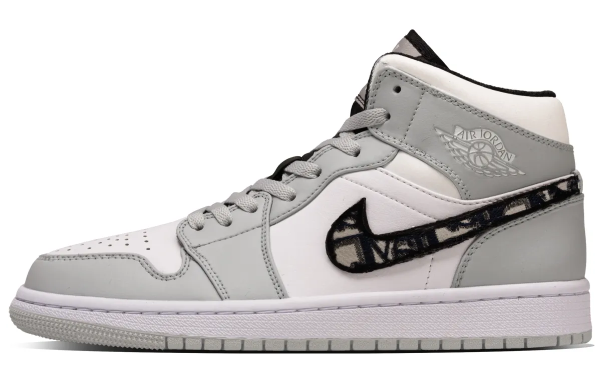 Jordan Air Jordan 1 Ollie Abrasion Resistant Abrasion Resistant Mid top Vintage Basketball Shoes Men's White Gray