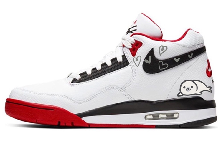 Nike Flight Legacy Cute Pet Design, Heart Seal, Classic Vintage Fashion Style High top Vintage Basketball Shoes