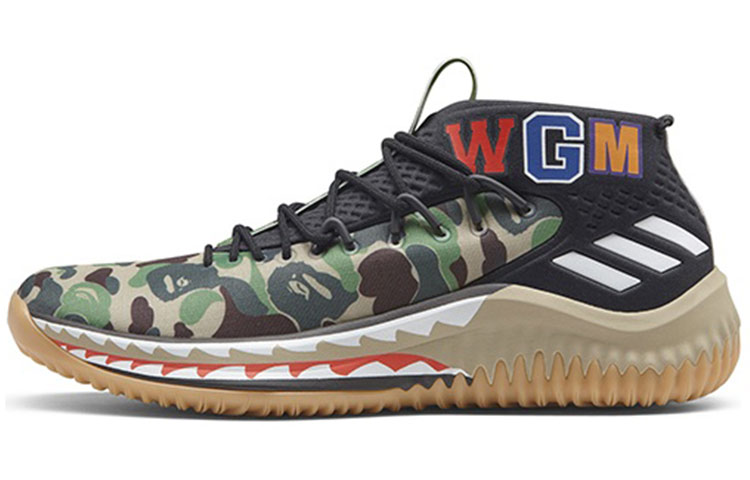 Кроссовки A BATHING APE x adidas D lillard 4 Green Camo (зеленый камуфляж)