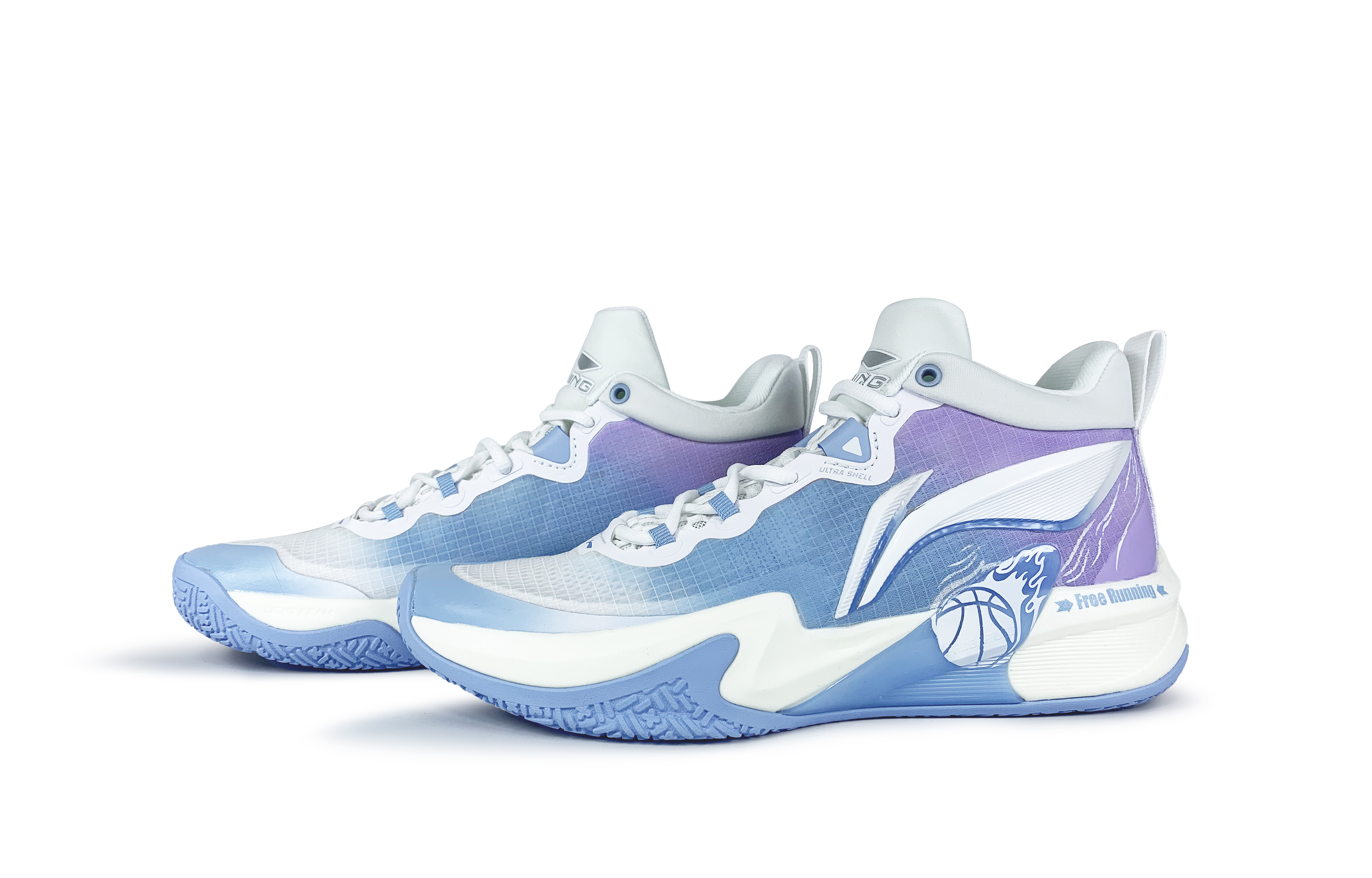 Li Ning Cushioning Abrasion Resistant Coverage Low top Basketball Shoes Men’s White Blue Purple