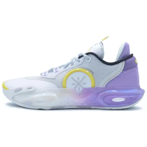 Li Ning All City 12 Slip Resistant Abrasion Resistant Low top Basketball Shoes Unisex White Purple