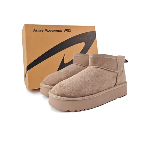 DEERWAY Delhui platform thick sole increased by 3.5cm, temperature-locking Northeast bread cotton shoes, casual and versatile outer wear, short-tube snow boots, women's khaki