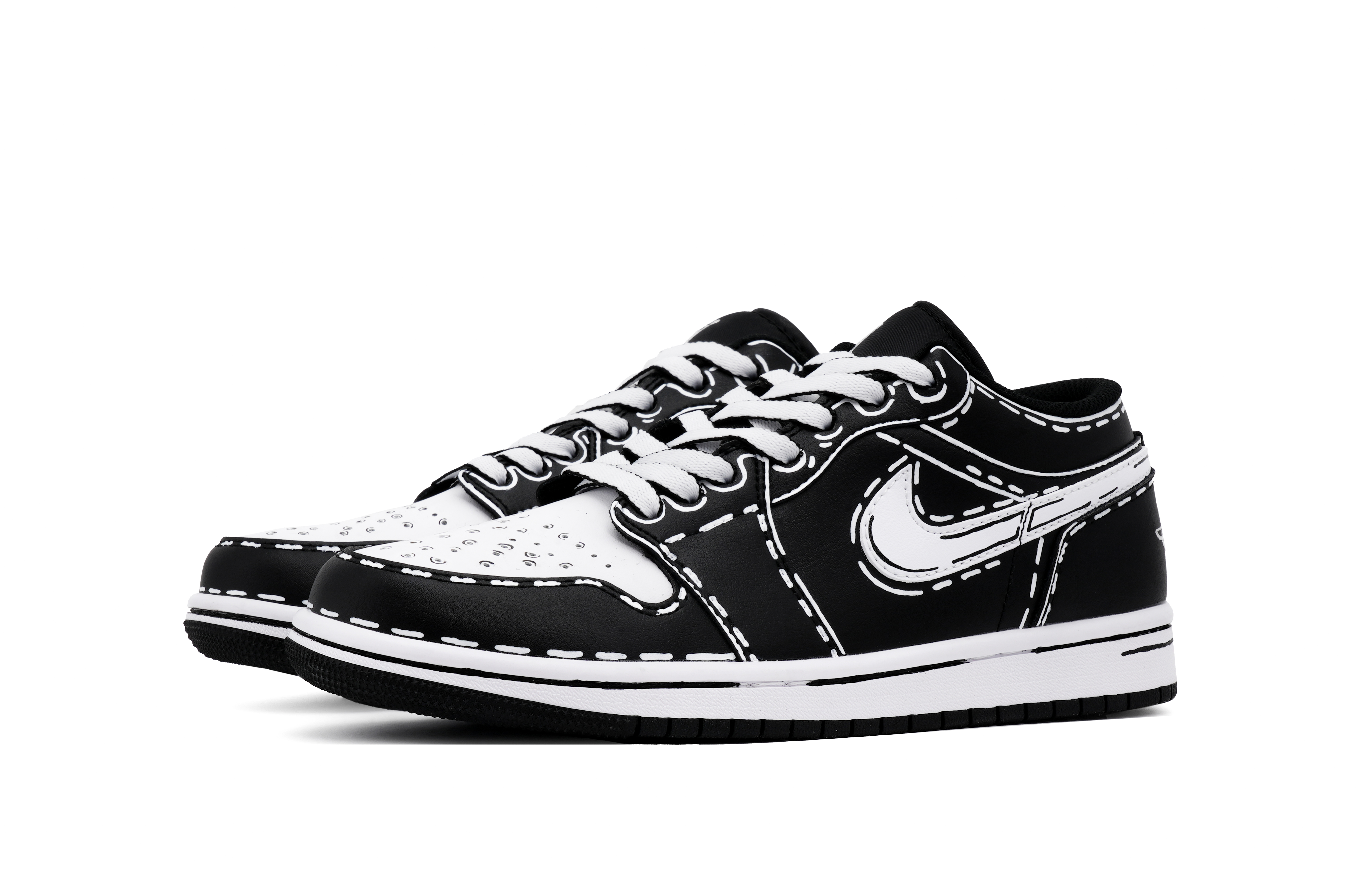 Jordan Air Jordan 1 Low’Orca’ Slip Resistant Abrasion Resistant Low top Vintage Basketball Shoes Unisex Black