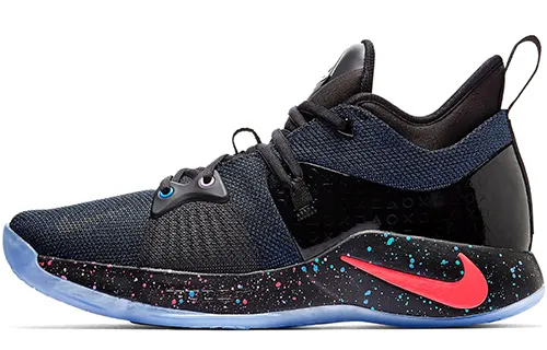 Nike PG 2 Playstation Pickled Pepper Round Toe Lace Shock Absorbing Anti-Slip Mid Top Basketball Shoes Men's Black Blue