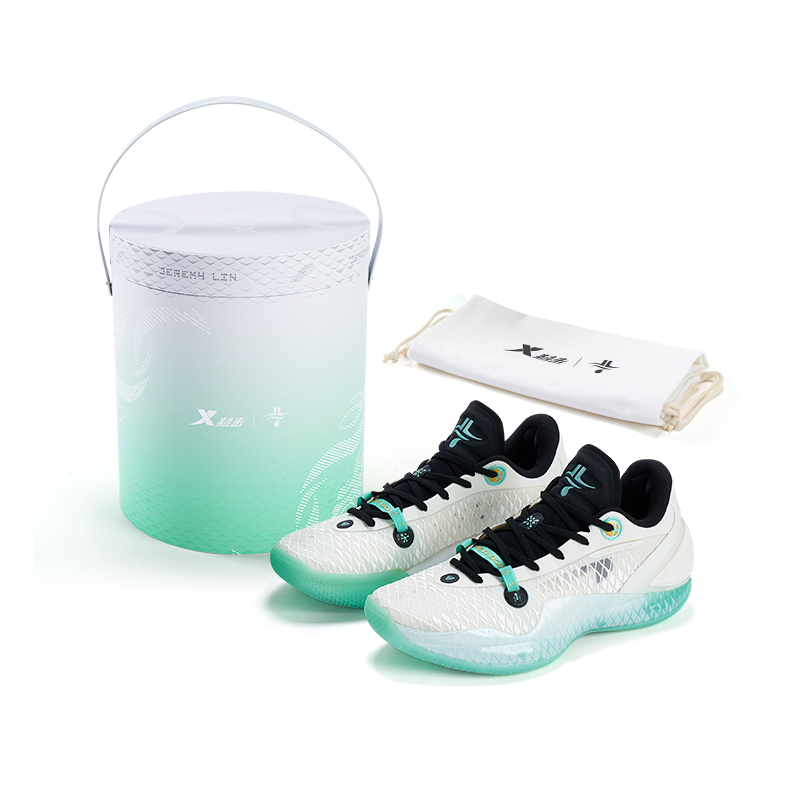 XTEP Jeremy Lin 5 Cushioning Slip Resistant Abrasion Resistant Low top Basketball Shoes Men’s Azure Dragon