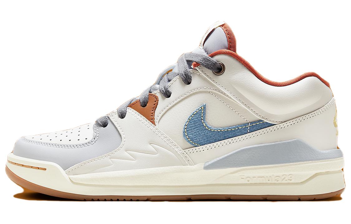 Jordan Stadium 90 round toe lace-up wear-resistant and breathable low-top basketball shoes for women white and blue