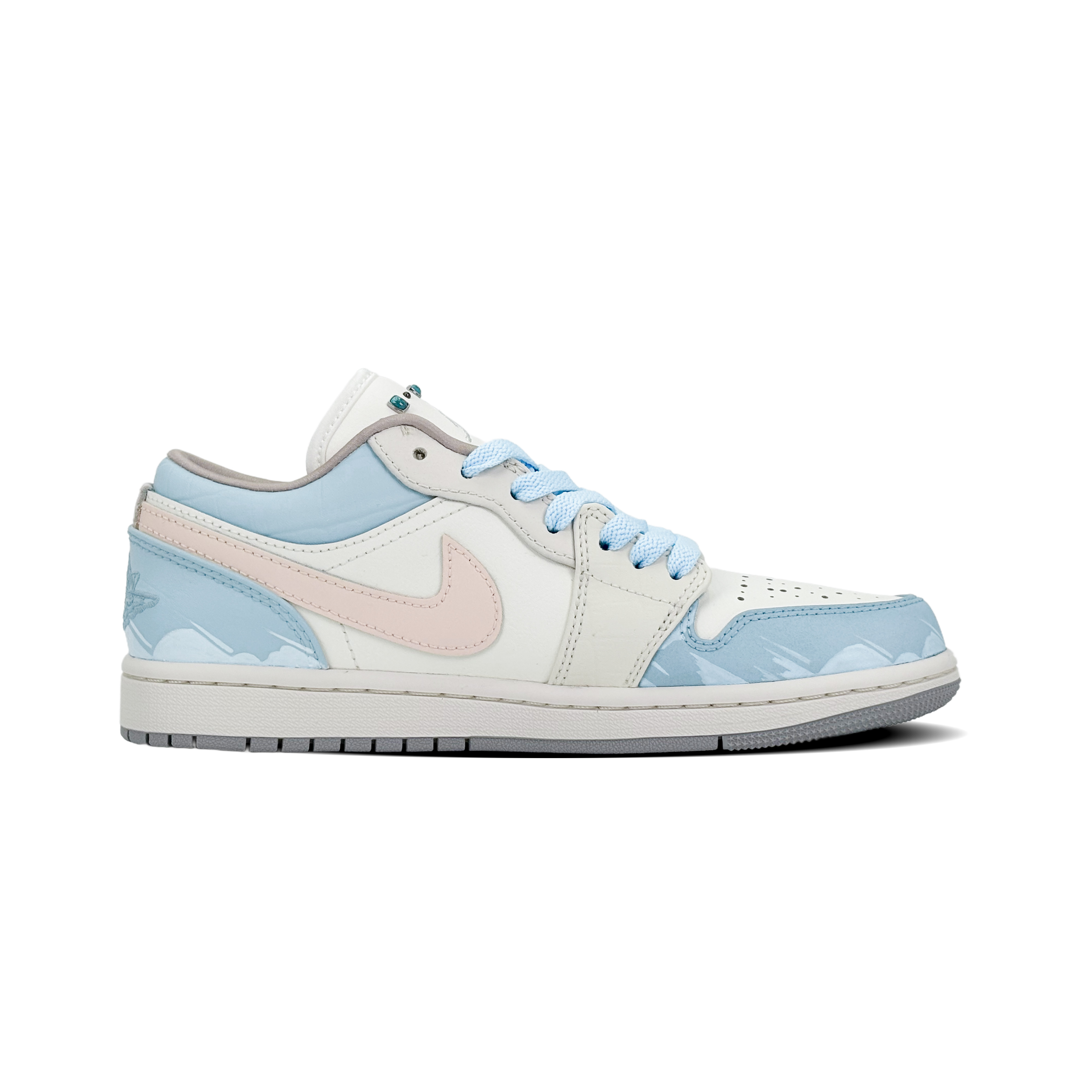 Jordan Air Jordan 1 Abrasion Resistant Low top Vintage Basketball Shoes Women’s White Blue Pink
