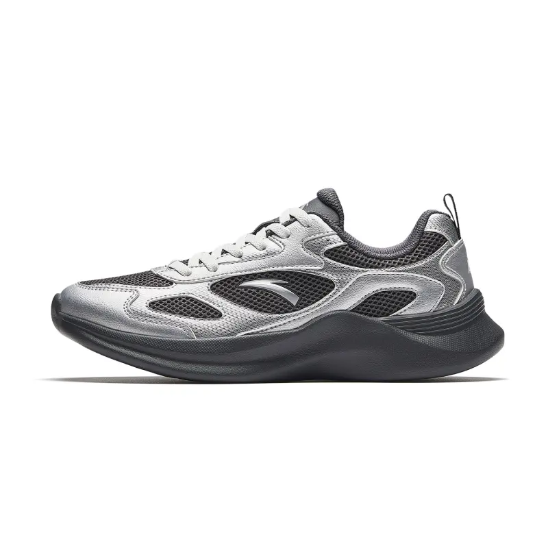Anta Cushioning Abrasion Resistant Lightweight Low top Casual Shoes Women's Black Silver