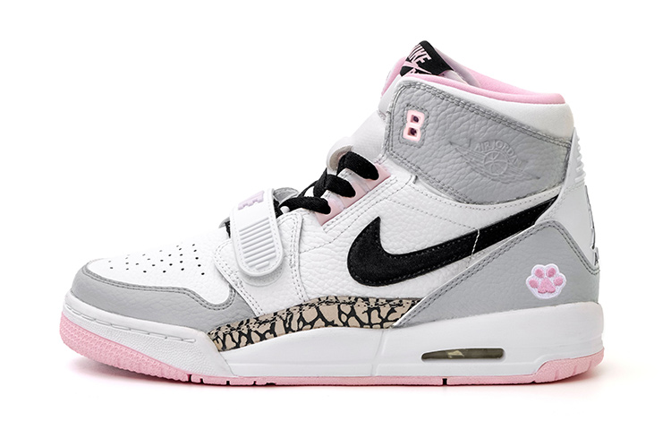 Jordan Legacy 312 High top Vintage Basketball Shoes GS Gray Pink White