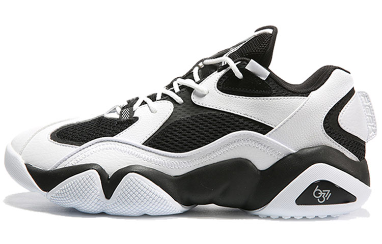 PEAK Taichi 6371 Slip Resistant Abrasion Resistant Cushioning Mid top Vintage Basketball Shoes, Men's White Black
