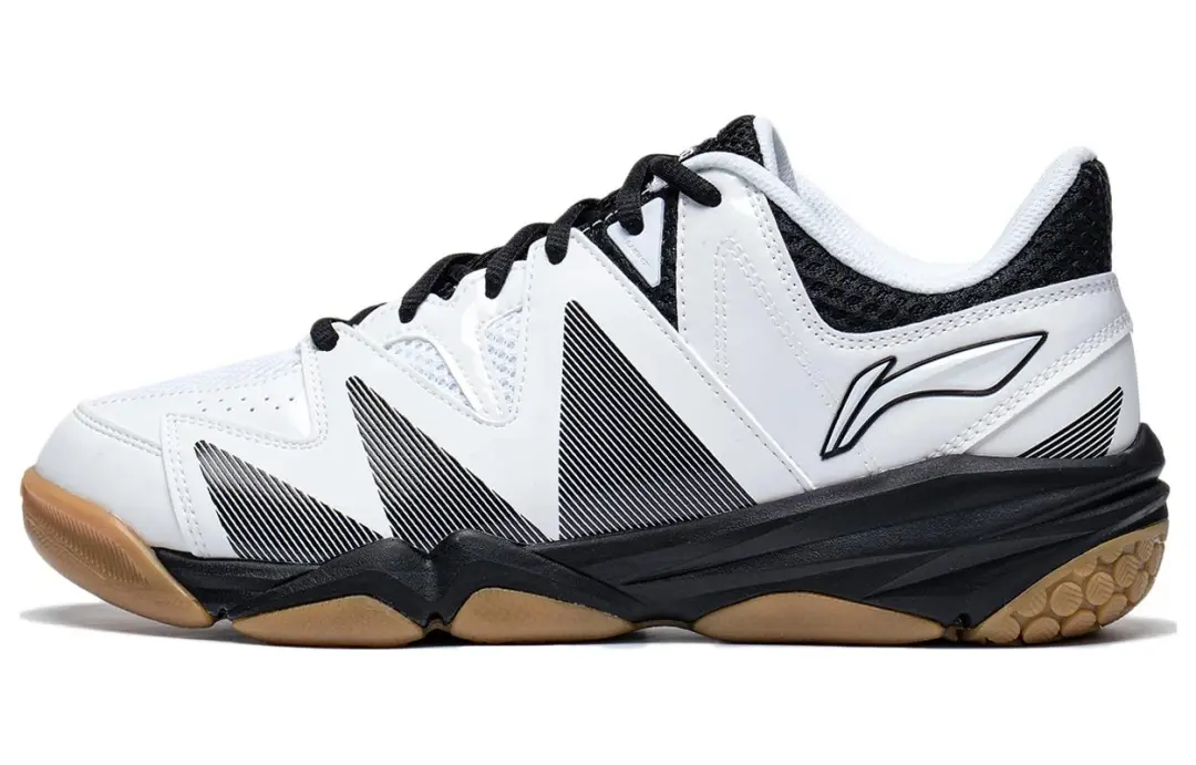 Li Ning Seamless Textile, Synthetic Leather Abrasion Resistant Breathable Low top Badminton Shoes Unisex White Black