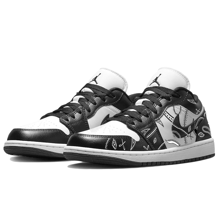 Jordan Air Jordan 1 Cushioning Slip Resistant Low top Vintage Basketball Shoes Women’s Black White