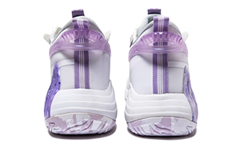 Erke Abrasion Resistant Slip Resistant Mid top Performance Basketball Shoes Men’s Hong White Purple