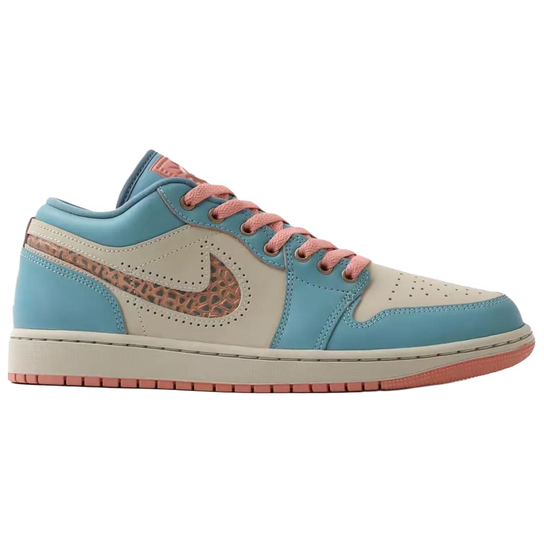 Jordan Air Jordan 1 Low top Vintage Basketball Shoes Unisex Beige Blue Pink