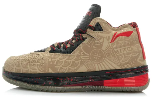 LiNing WOW 2 Wade's Way 2 Year of the Horse Shock Absorbing Anti-Slip Mid-top Basketball Shoes Men's Yellow Red Black
