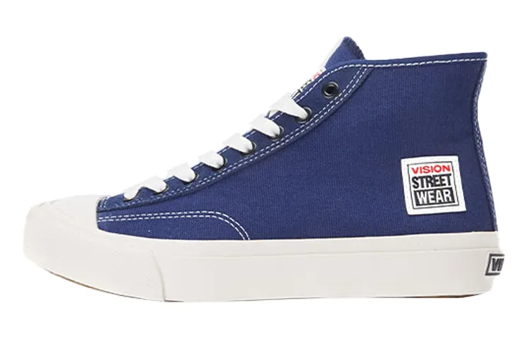 Vision Street Wear Abrasion Resistant High top Canvas Shoes Unisex Navy Blue