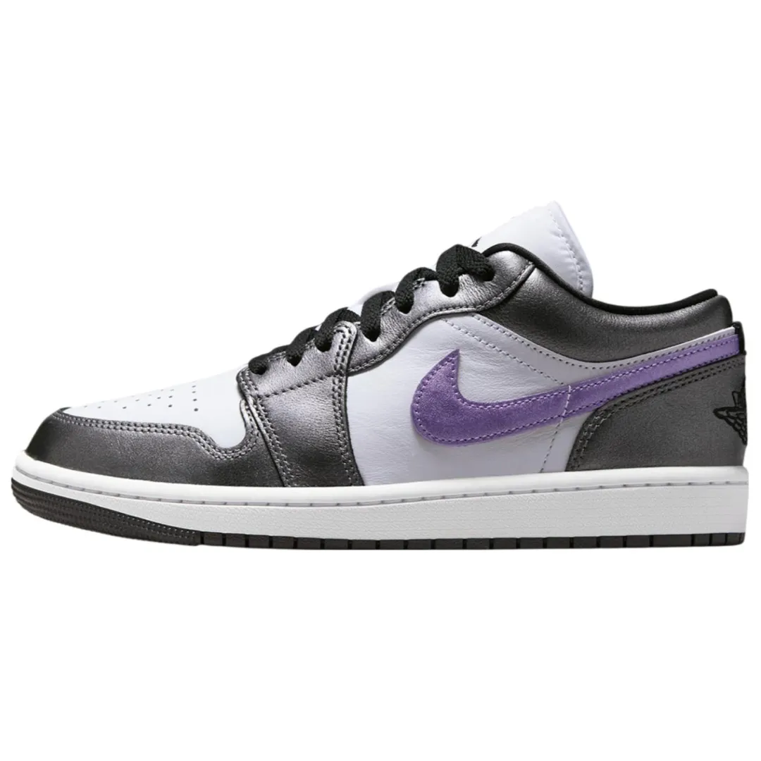 Jordan Air Jordan 1 Slip Resistant Abrasion Resistant Low top Vintage Basketball Shoes Women's Purple Black