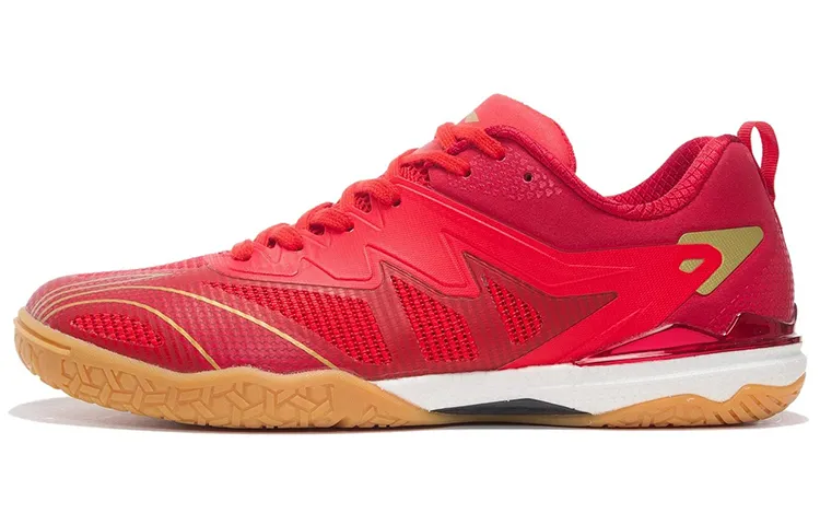 Li Ning Competition Cushioning Slip Resistant Abrasion Resistant Breathable Low top Table Tennis Shoes Men's Flame Red