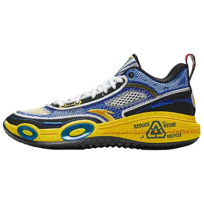 Anta Raid 1 Slip Resistant Abrasion Resistant Mid top Basketball Shoes Men's Blue