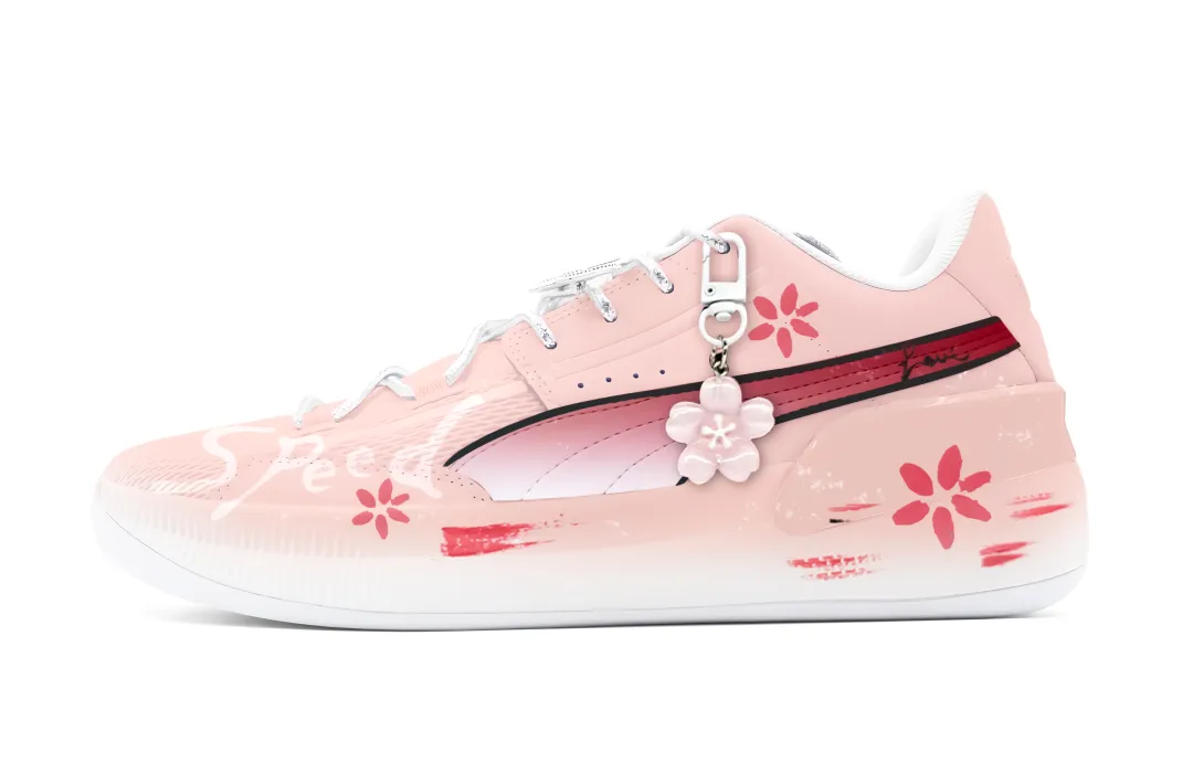 PUMA Clyde Hardwood Team Cherry Blossom, Love, Heartbeat Cushioning Low top Basketball Shoes Men's