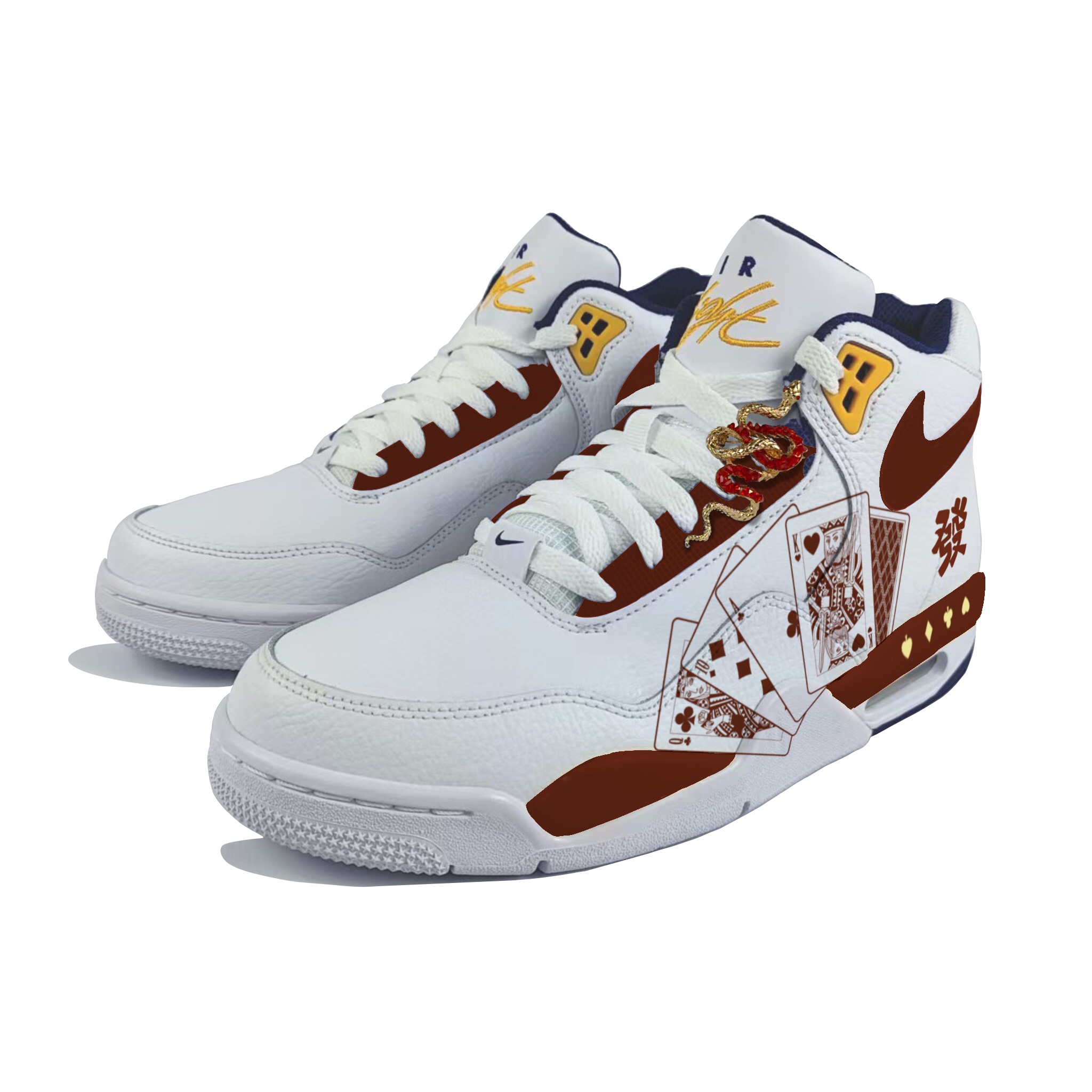 Nike Flight Legacy Cushioning Slip Resistant Abrasion Resistant High top Vintage Basketball Shoes Men’s White
