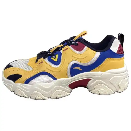 Anta Meteorite Cushioning Abrasion Resistant Breathable Low top Chunky Sneakers Men's Yellow Blue