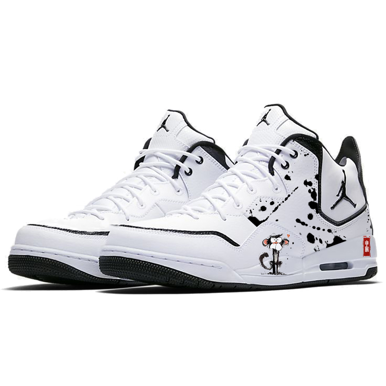 Jordan Courtside 23 Cushioning Slip Resistant Mid top Vintage Basketball Shoes Men’s White Black