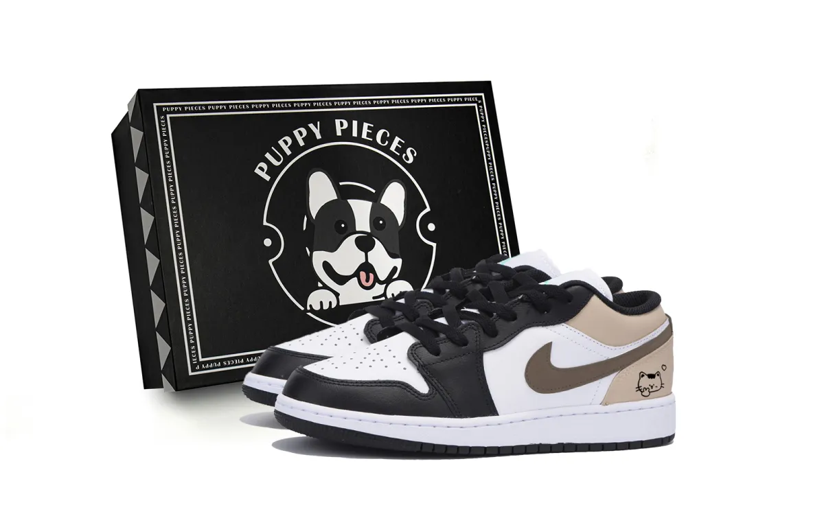 Jordan Air Jordan 1 Abrasion Resistant Low top Vintage Basketball Shoes Men's Black Brown