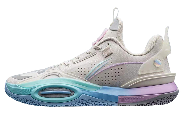 Подкладка Ли Нин полностью Город 10 хлопок Цветочная конфетная ткань Синтетическая кожа t кожзаменитель демпфирование нескользящие Износостойкий пакет Обернутая поддержка отскокает баскетбольная обувь с низким топом мужской стиль с жемчужинами белый