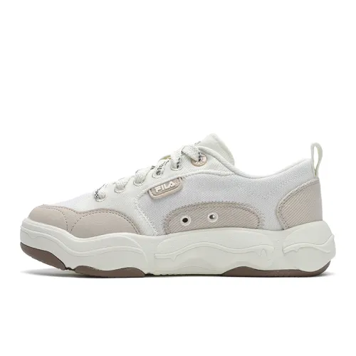 FILA BURGER Hamburger Shoes Breathable And Lightweight Low top Canvas Shoes Women's White Yellow