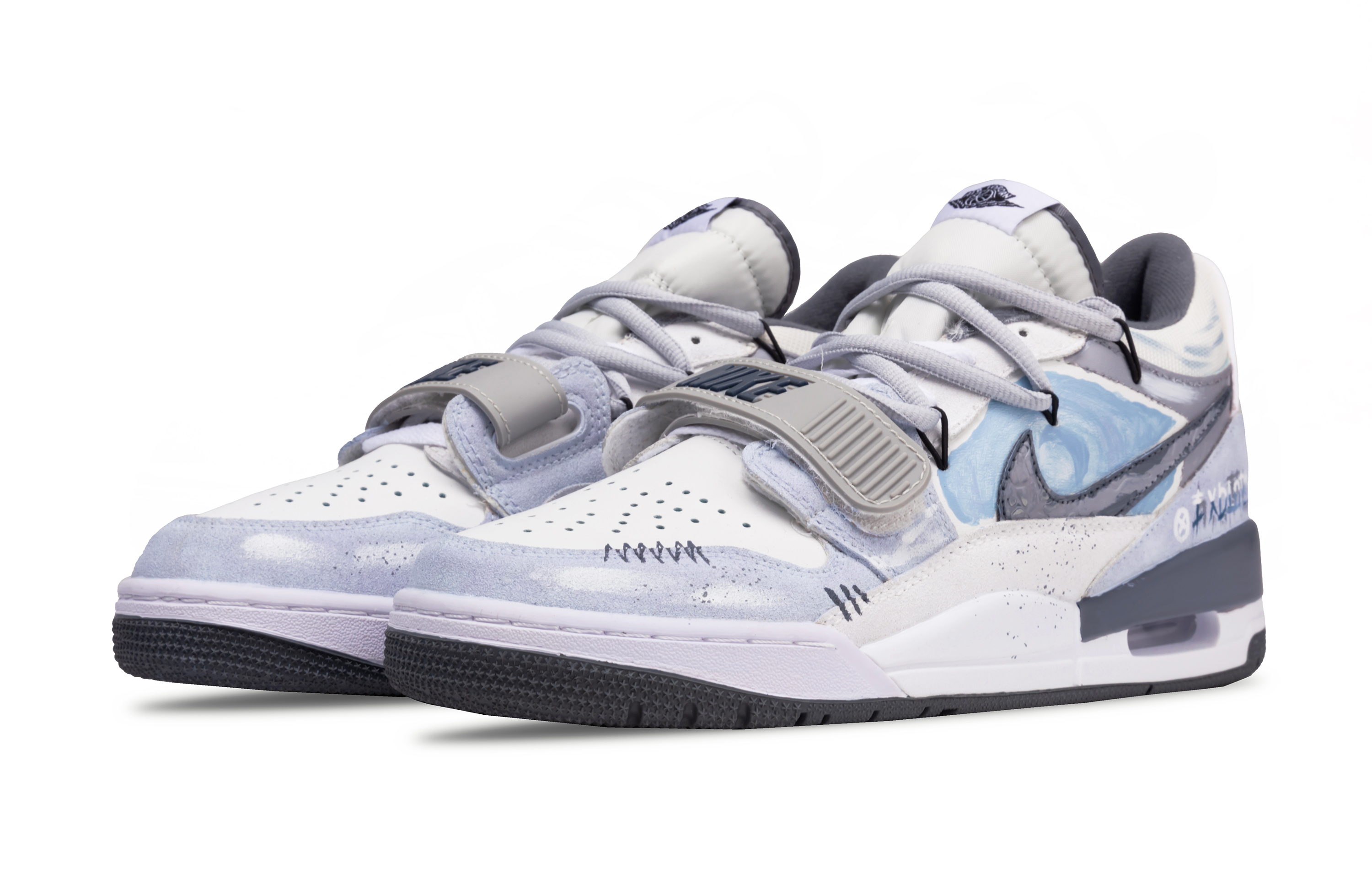 Jordan Legacy 312 Time Swirl Abrasion Resistant Abrasion Resistant Low top Vintage Basketball Shoes Men’s White Blue