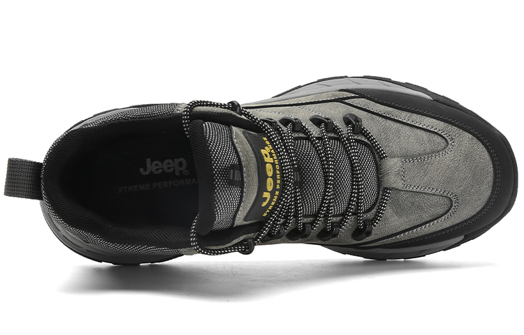 Jeep Mountaineering Collection Hiking Cushioning Abrasion Resistant Coverage Support Mid top Outdoor Shoes Men’s Gray