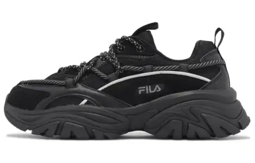 FILA Twinepatch Abrasion Resistant Breathable Low top Chunky Sneakers Unisex Black